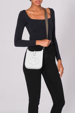 Hermès Clemence Leather Pale Blue Evelyn Tpm Crossbody Bag