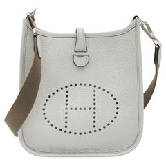 Hermès Clemence Leather Pale Blue Evelyn Tpm Crossbody Bag