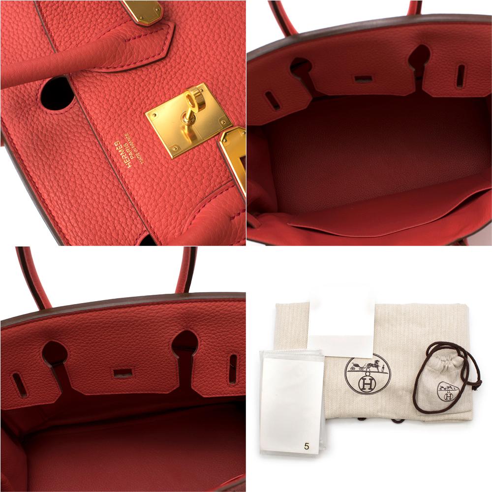 Hermes Clemence Leather Rouge Pivoine Birkin 30 GHW - T 2015 3