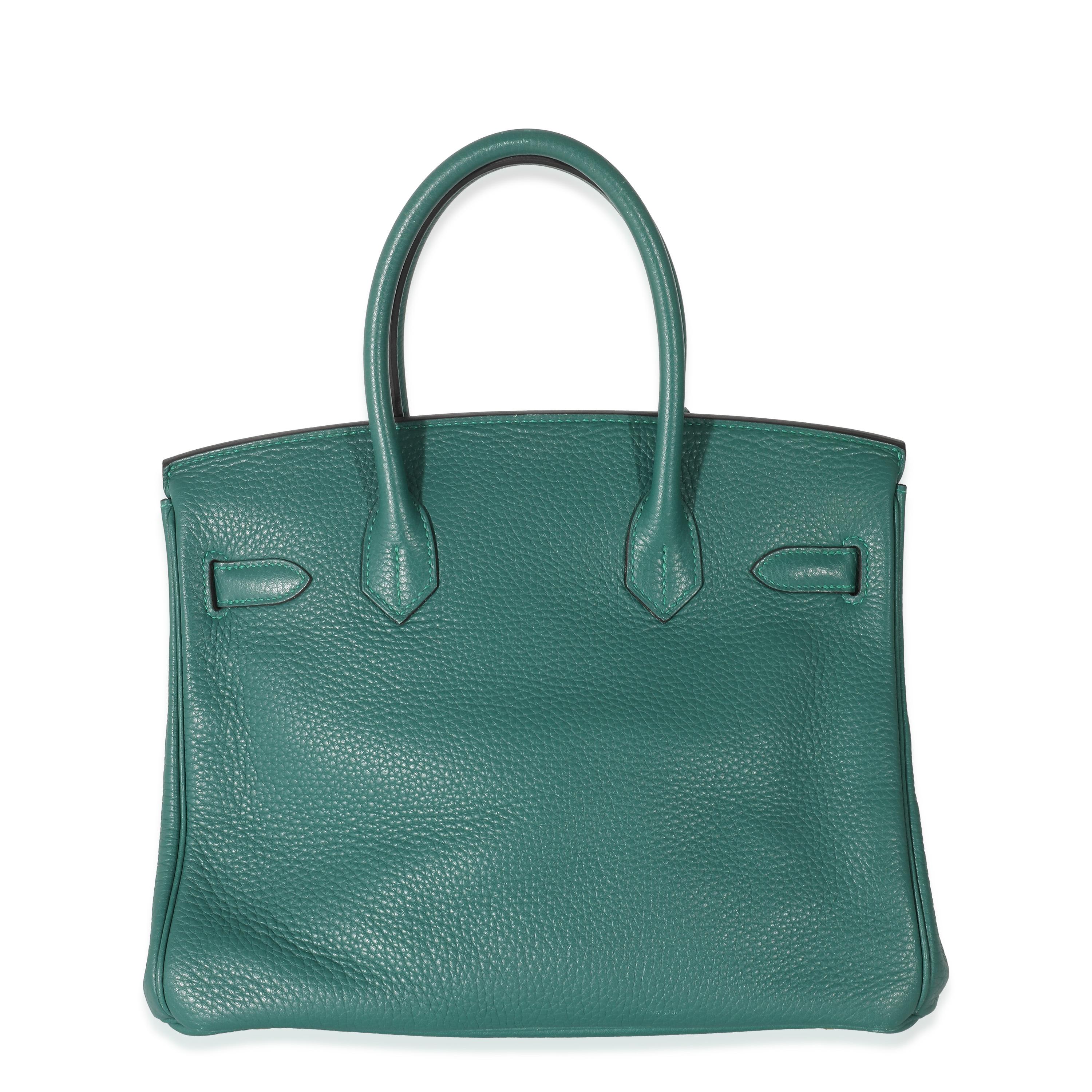 Listing Title: Hermes Clemence Malachite Birkin 30 GHW
SKU: 134241
Condition: Pre-owned 
Handbag Condition: Very Good
Condition Comments: Item is in very good condition with minor signs of wear. Exterior scuffing along lining. Scratching to