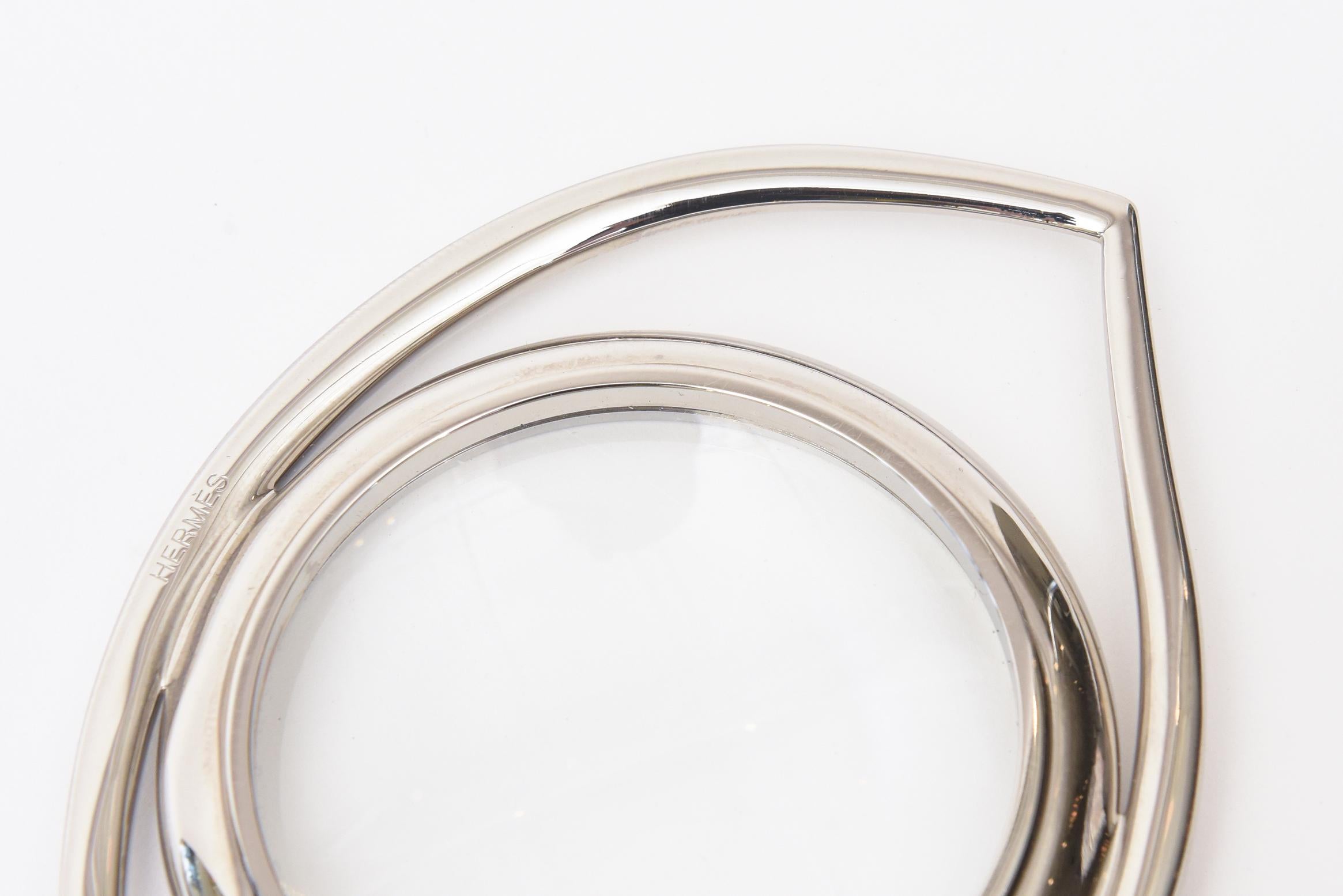 Milieu du XXe siècle Hermès Cleopatra Eye Magnifier Silver Plated Vintage Desk Accessory en vente