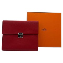 Hermes Clic 16 Wallet Leather Red Silver Hardware w/Box Stamp C