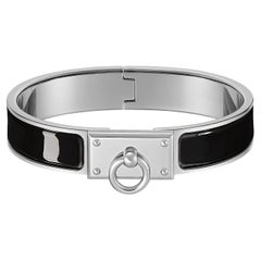 Bracelet Hermès Clic Anneau en émail noir Taille du poignet GM : 19 cm 