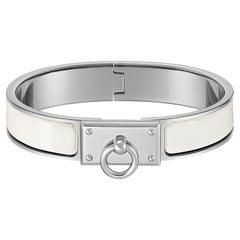 Bracelet Hermès Clic Anneau en émail blanc Taille du poignet : 17 cm