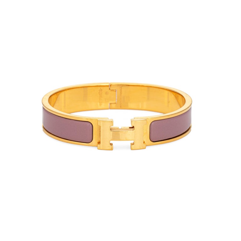 Hermes Clic Clac Bracelet 17cm PM Narrow Purple Mauve Yellow Gold Tone at  1stDibs | hermes bracelet, clic clac pm size, heremes bracelet