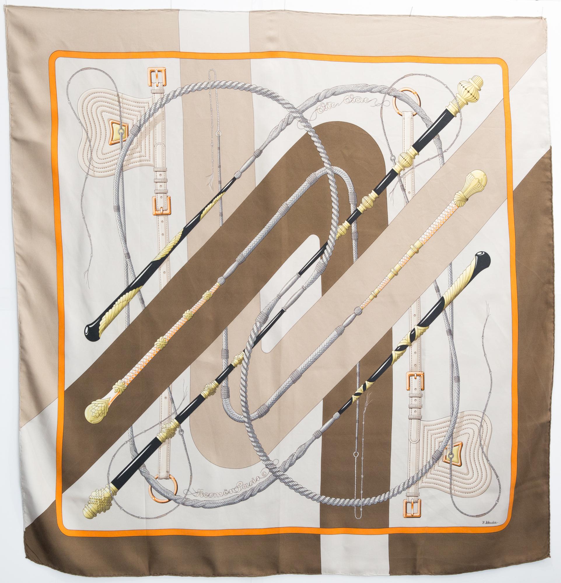 Hermes Clic-Clac by Julia Abadie Silk Scarf For Sale 1