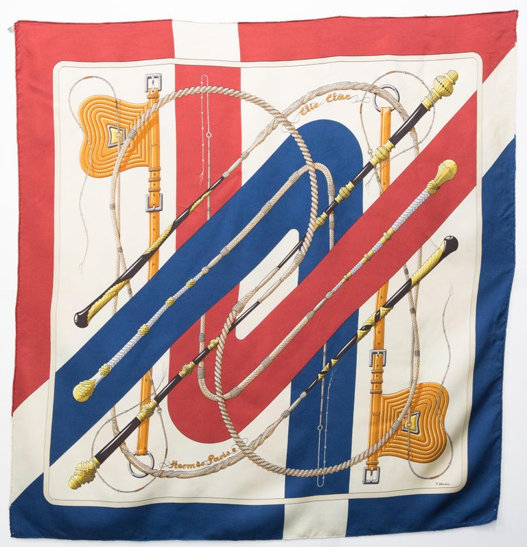 Hermes Clic Clac by Julia Abadie Silk Scarf For Sale at 1stDibs