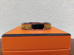 Hermès Clic Clac Enamel Bracelet Elephants Grazing Phw Narrow PM
