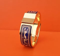 Hermès Clic Clac Enamel Bracelet Greyhound Dog Lévriers Golden Hdw Size GM