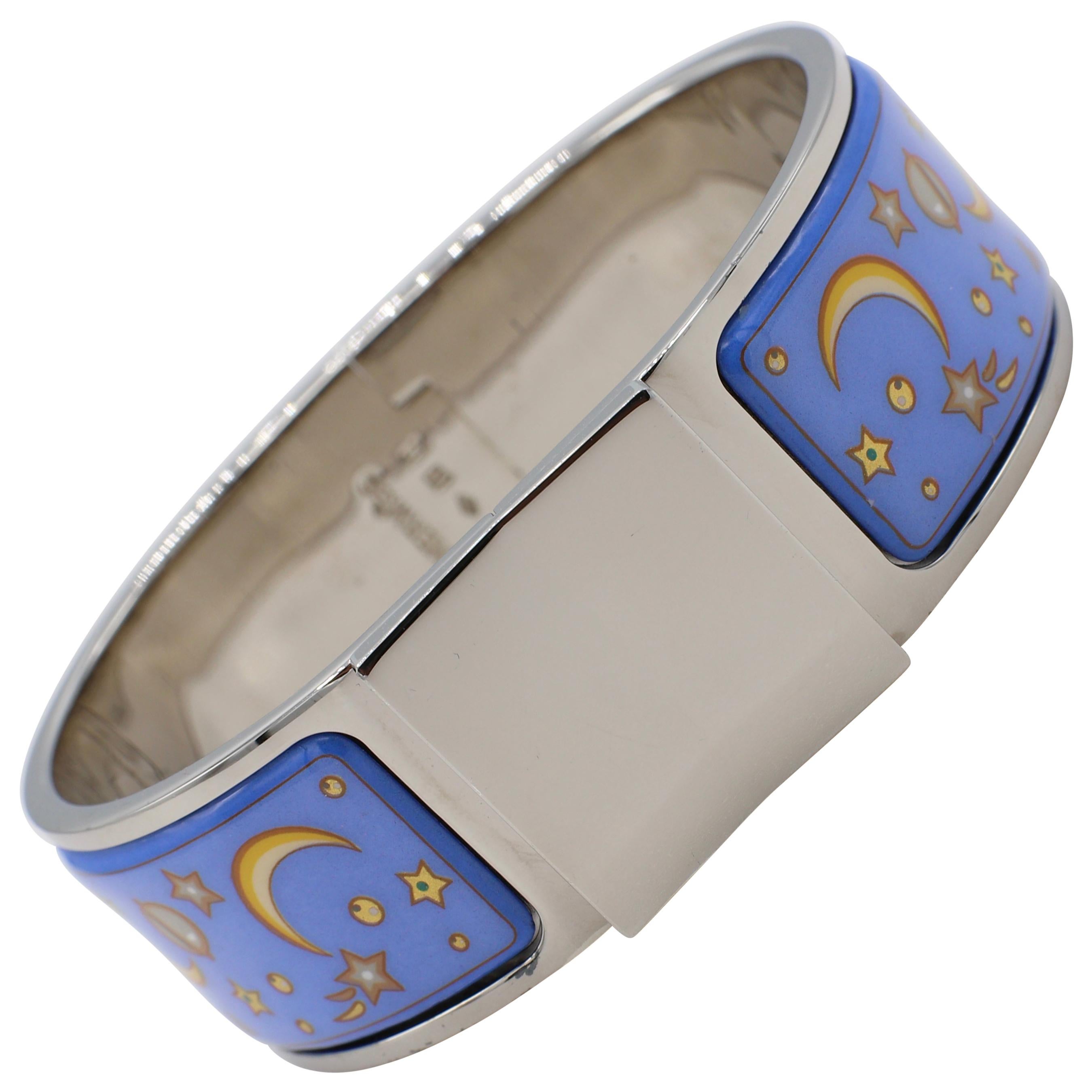 Hermes Clic Clac Enamel Bracelet Moon and Stars