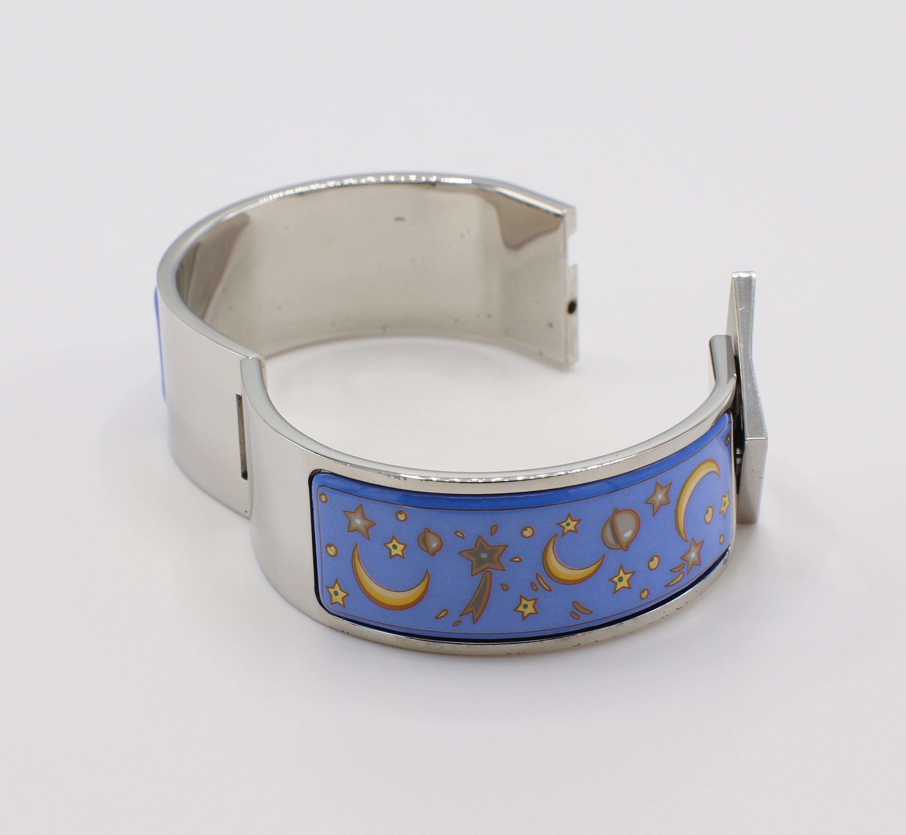 Hermes Clic Clac Enamel Bracelet Moon and Stars In Good Condition In  Baltimore, MD