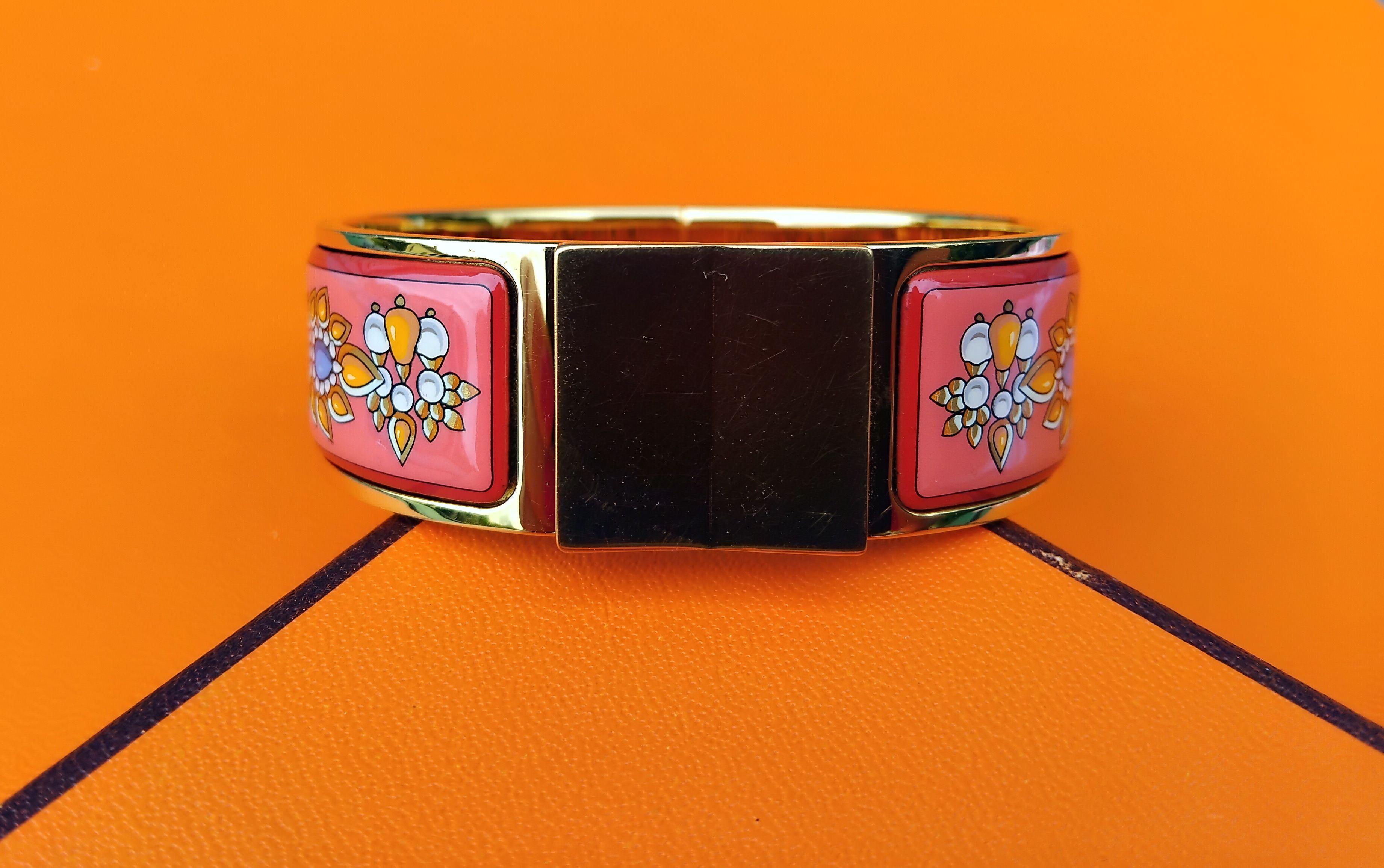 Hermès Clic Clac Enamel Bracelet Parures des Maharajas Pink Gold Size PM For Sale 10