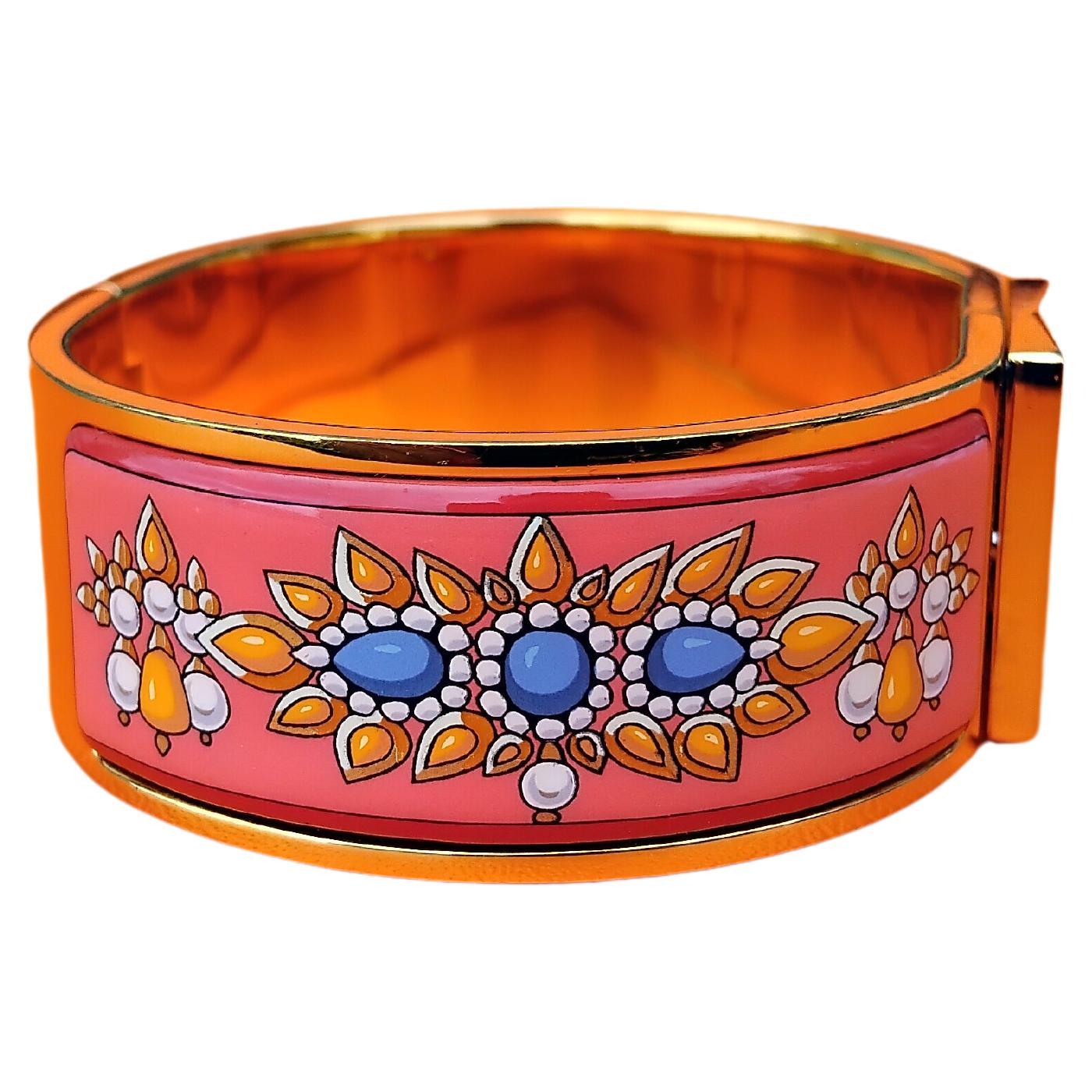 Hermès Clic Clac Enamel Bracelet Parures des Maharajas Pink Gold Size PM For Sale 1