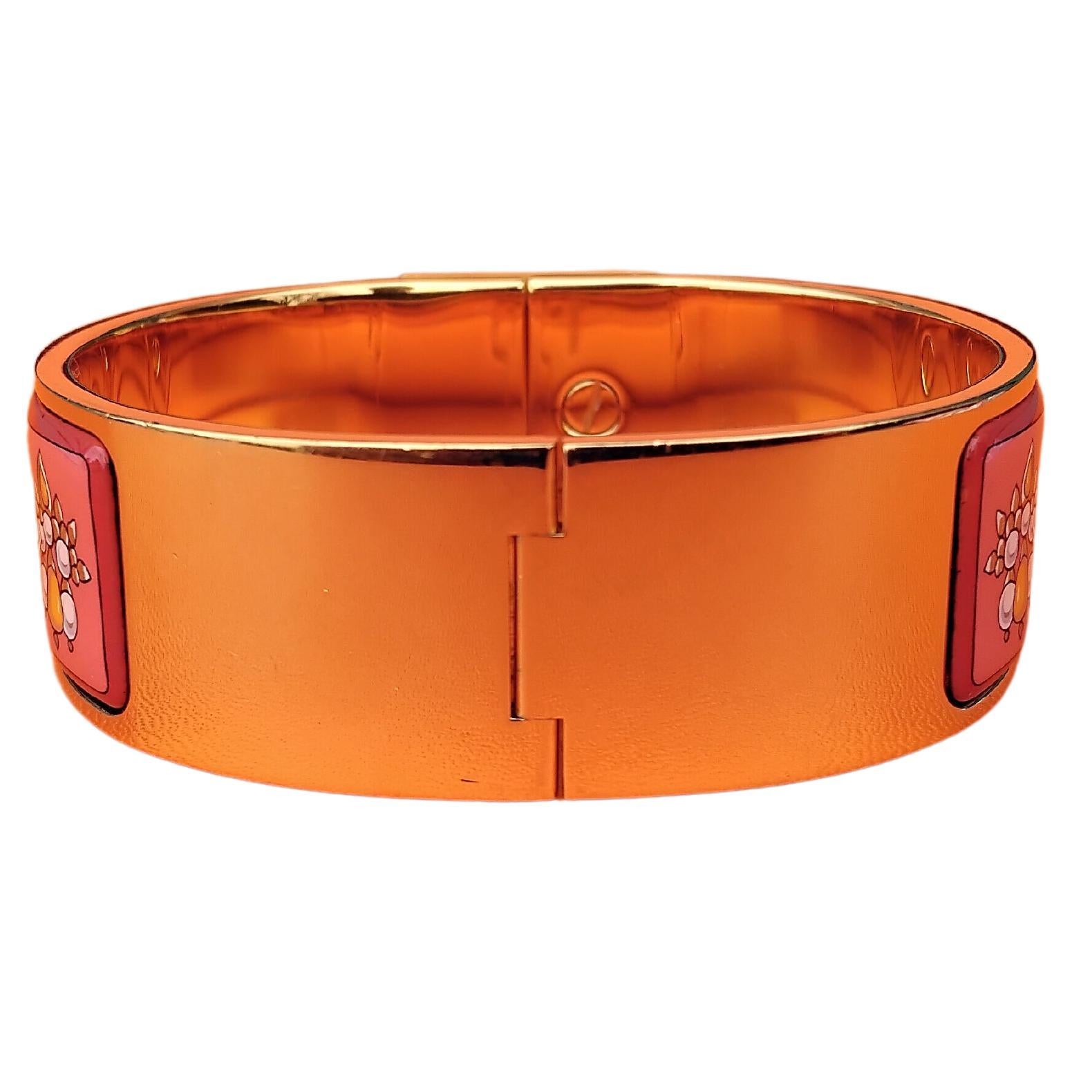 Hermès Bracelet Clic Clac Enamel Parures des Maharajas Or Rose Taille PM en vente 2