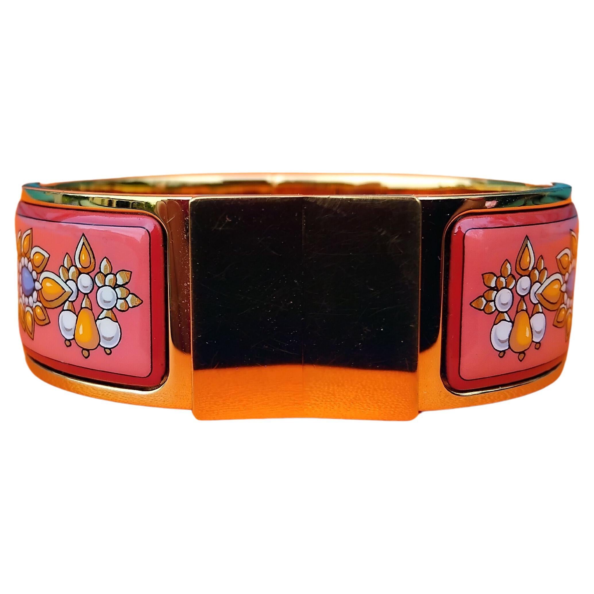 Hermès Clic Clac Enamel Bracelet Parures des Maharajas Pink Gold Size PM For Sale 5