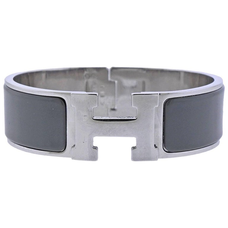 Hermes Clic Clac Grey Enamel Bangle Bracelet at 1stDibs | grey hermes ...