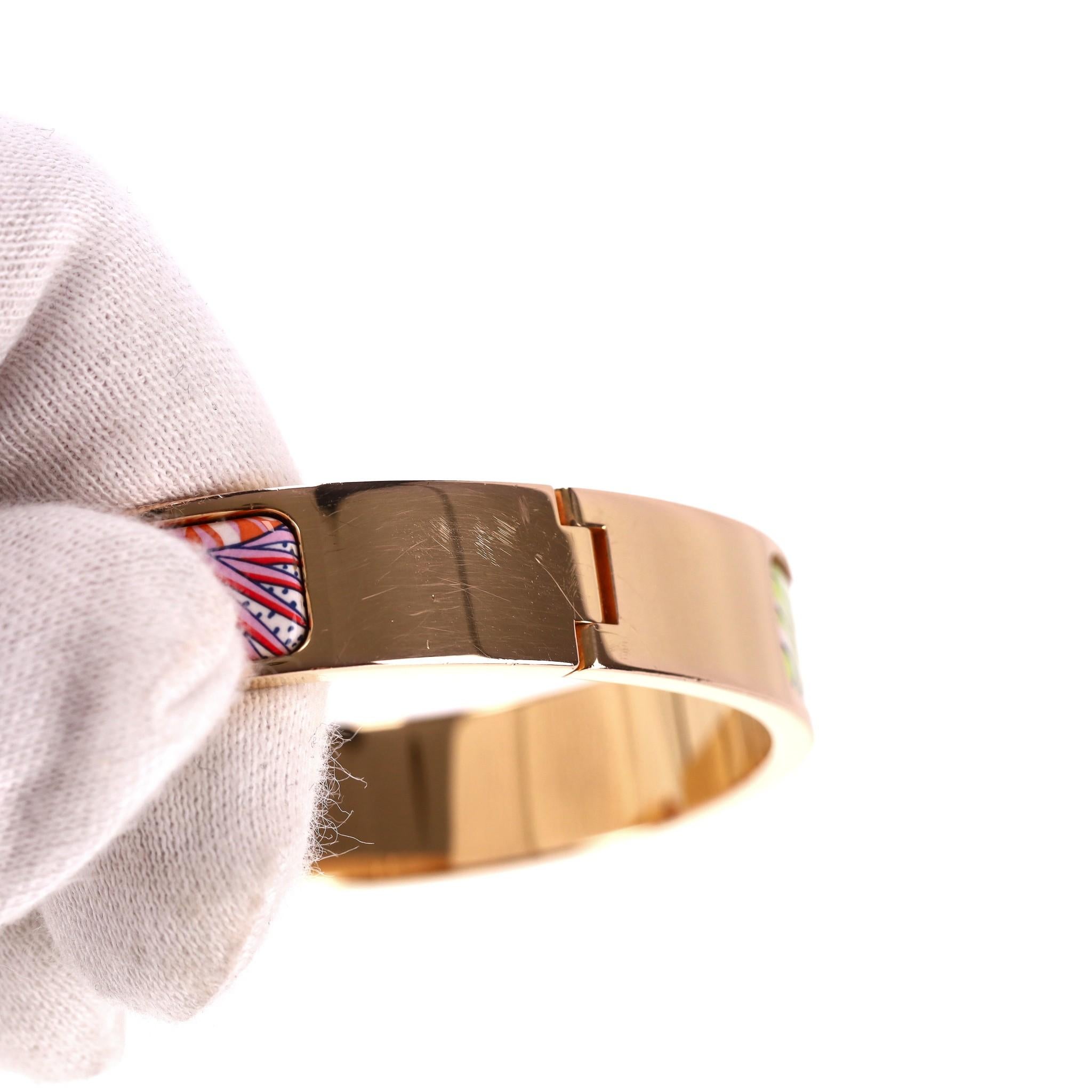 Hermes Clic Clac H 18k Gold Plated Animaux Camoufles Bracelet 4