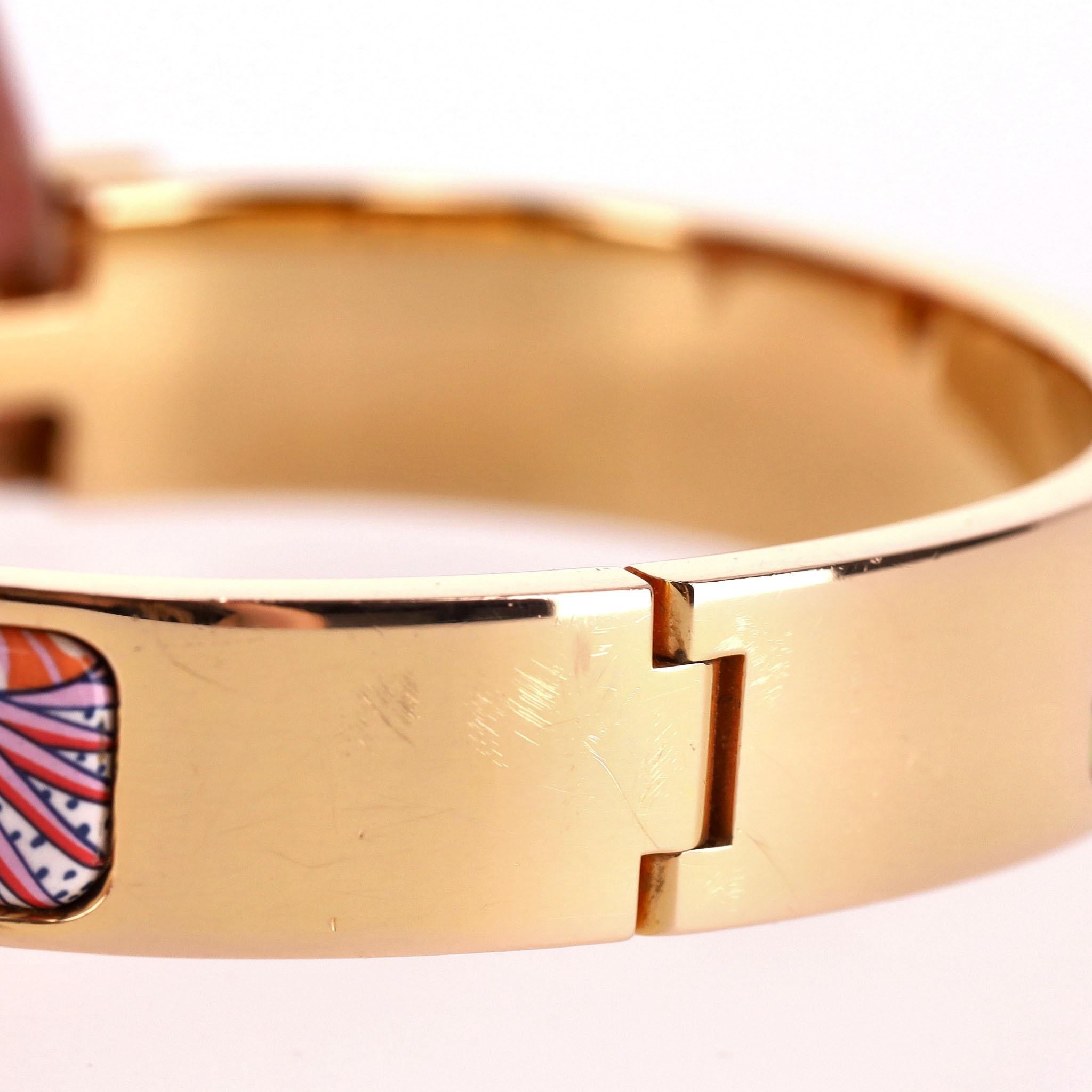Hermes Clic Clac H 18k Gold Plated Animaux Camoufles Bracelet 5