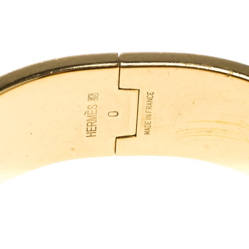 Hermes Clic Clac H Black Enamel Gold Plated Wide Bracelet PM In Good Condition In Dubai, Al Qouz 2