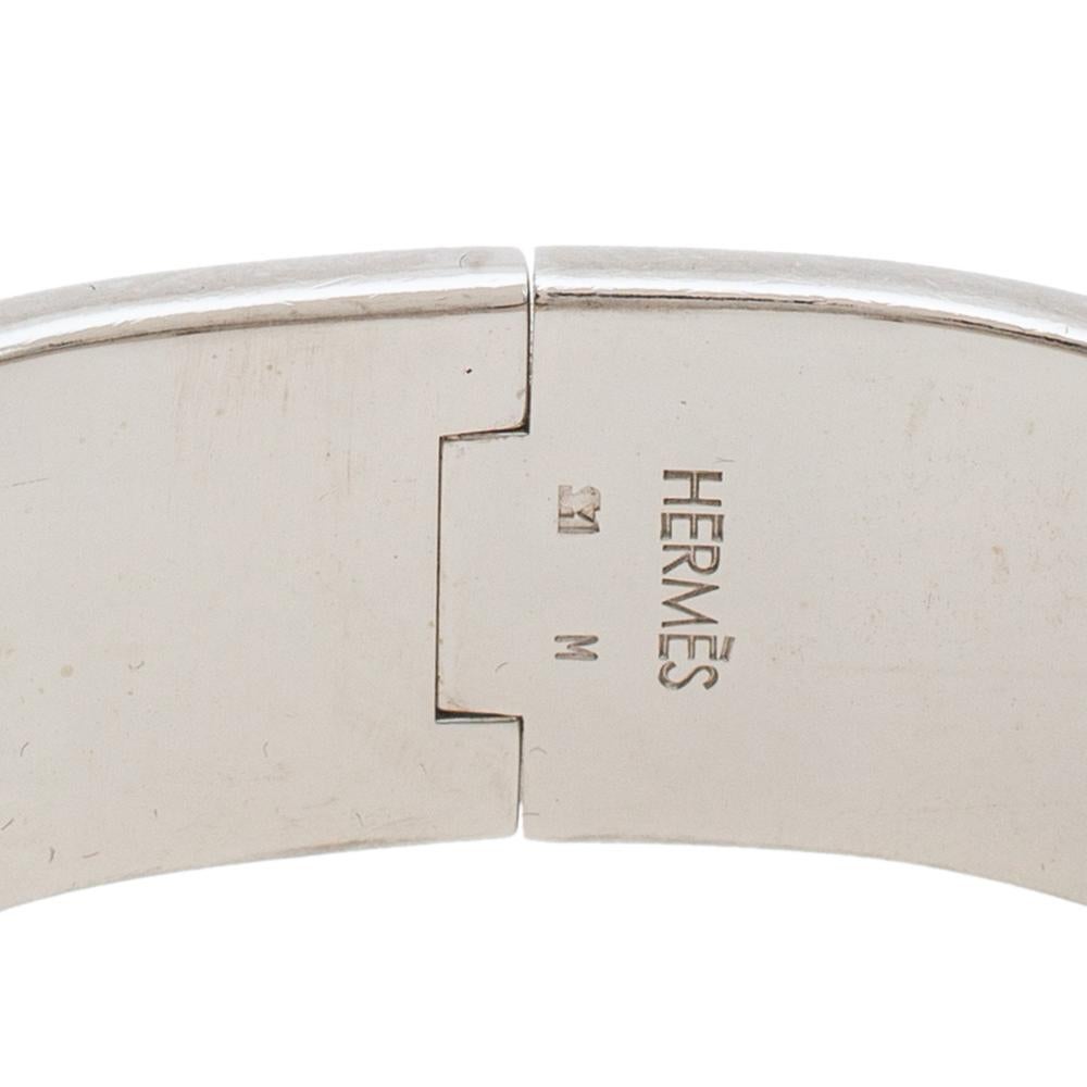 Hermès Clic Clac H Black Enamel Palladium Plated Wide Bracelet PM 2