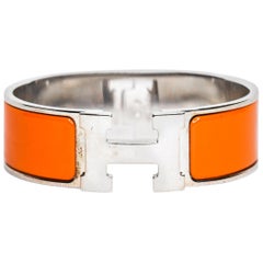 Hermès Clic Clac H Bracelet Orange Palladium Hardware 
