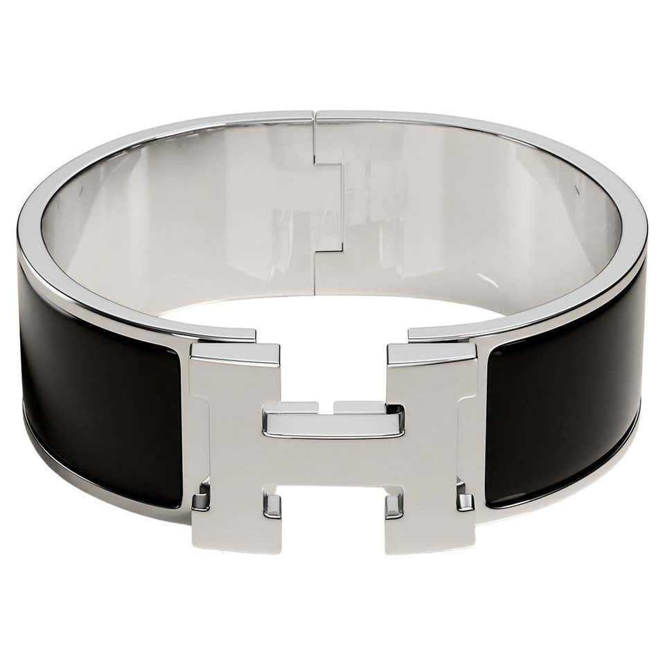 Blue Metal Hermes Clic Clac Bangle Bracelet with Palladium Hardware For ...