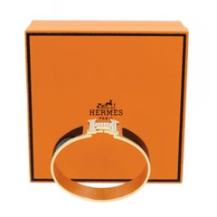 Hermes Clic Clac H Diamond and Black Enamel Bangle Bracelet