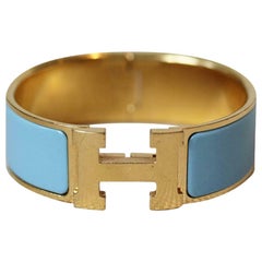 Hermès Clic Clac H Enamel and Gold Plated Bracelet