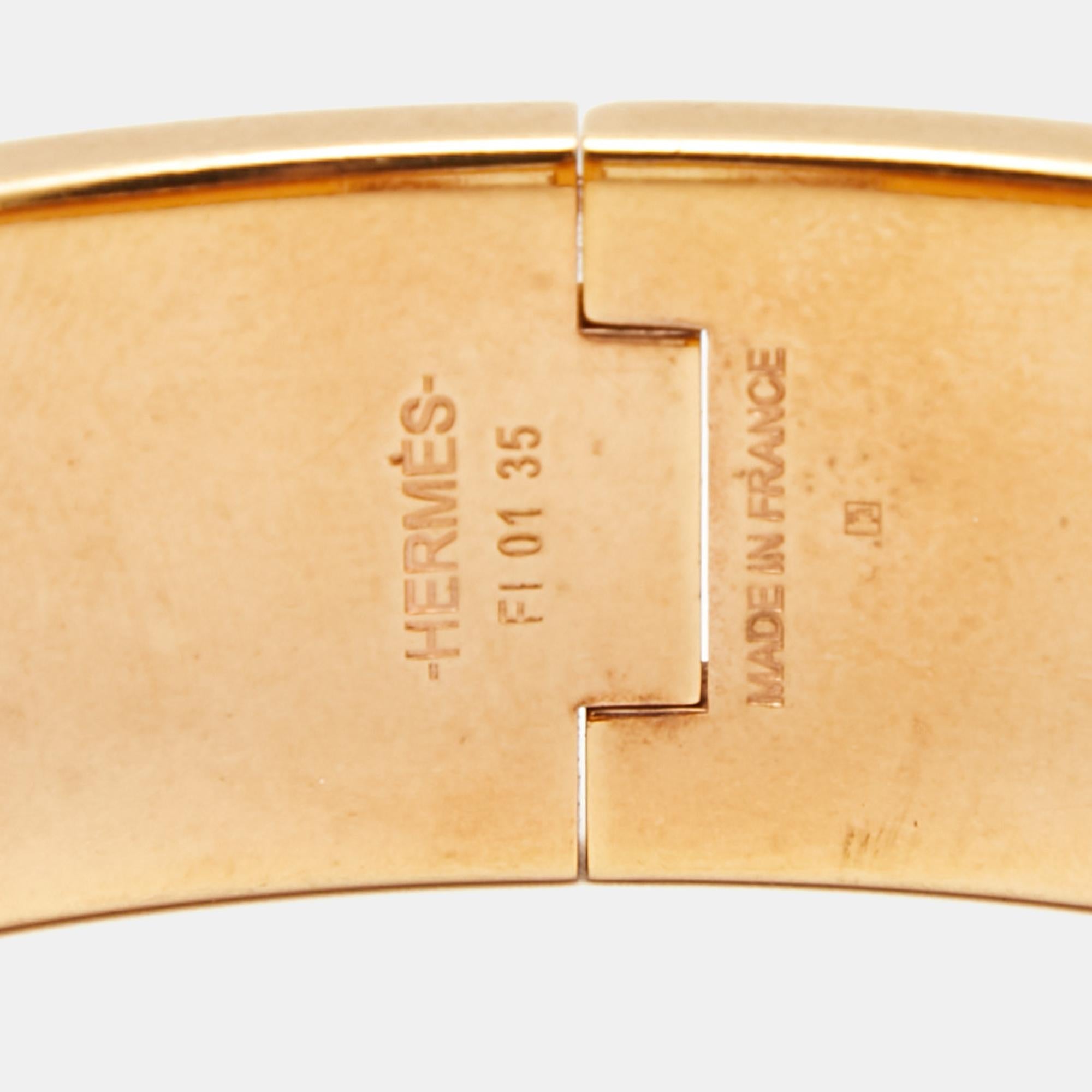 Hermes Clic Clac H Enamel Gold Plated Bracelet In Good Condition For Sale In Dubai, Al Qouz 2