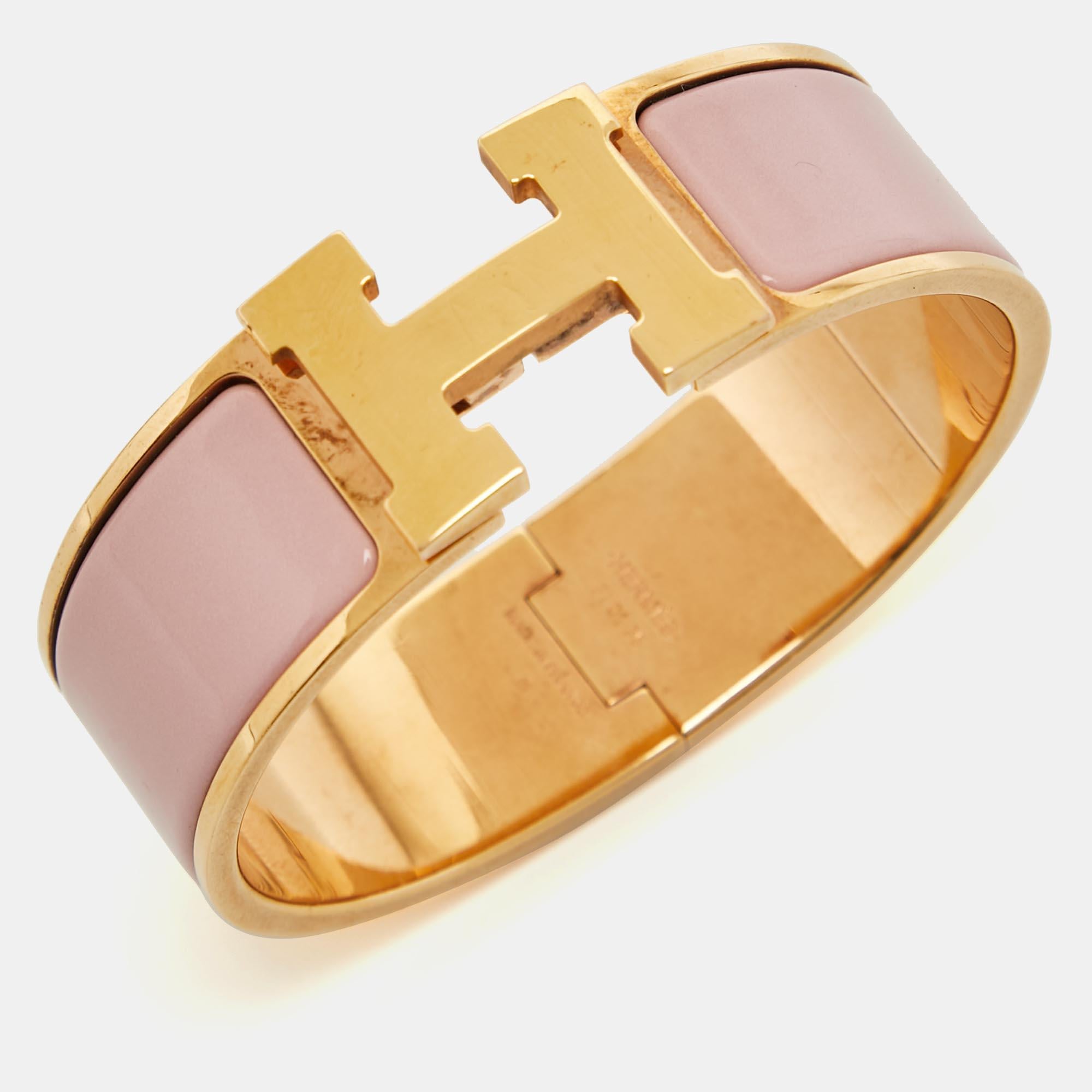 Hermes Clic Clac H Enamel Gold Plated Bracelet For Sale 1