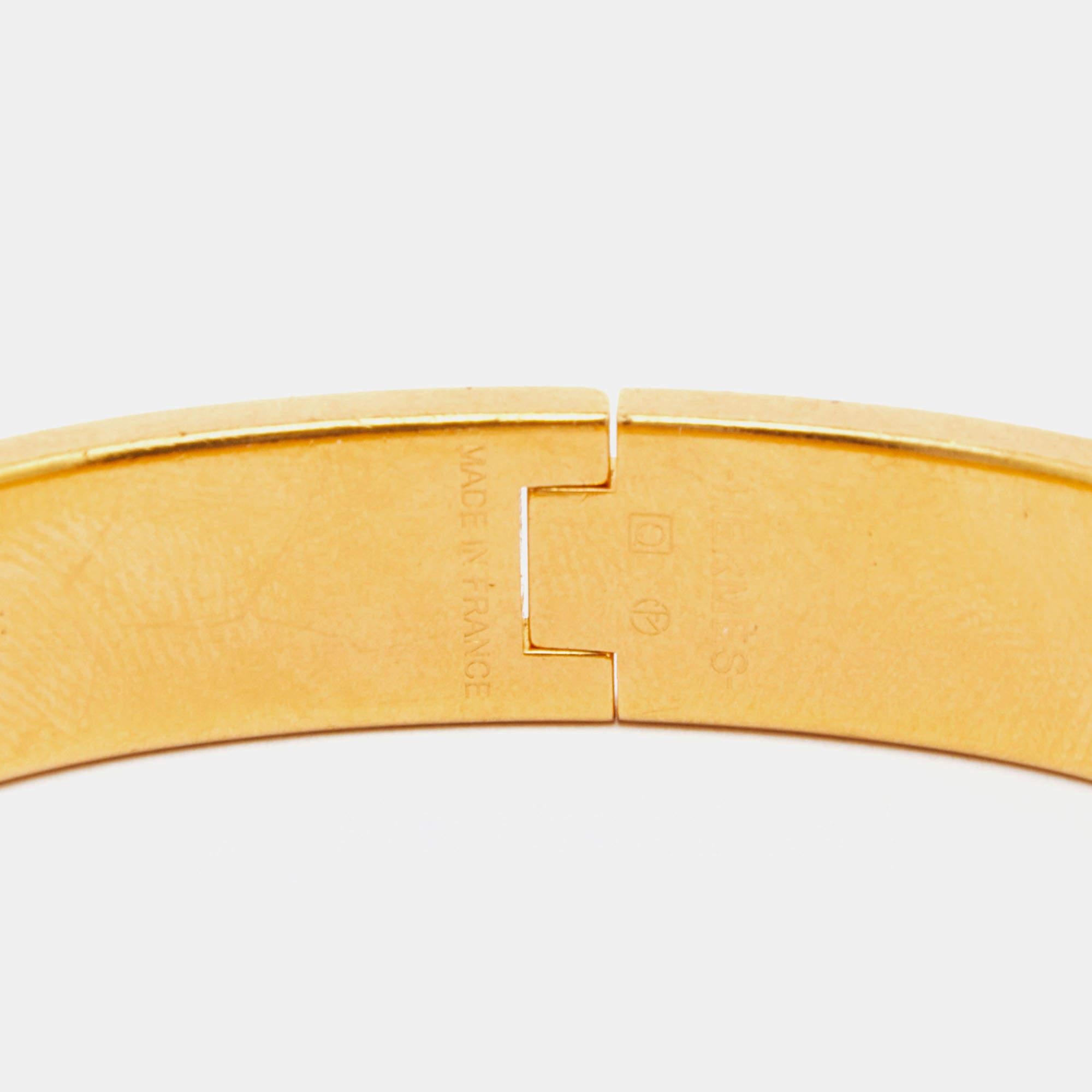Hermes Clic Clac H Enamel Gold Plated Bracelet In Good Condition In Dubai, Al Qouz 2