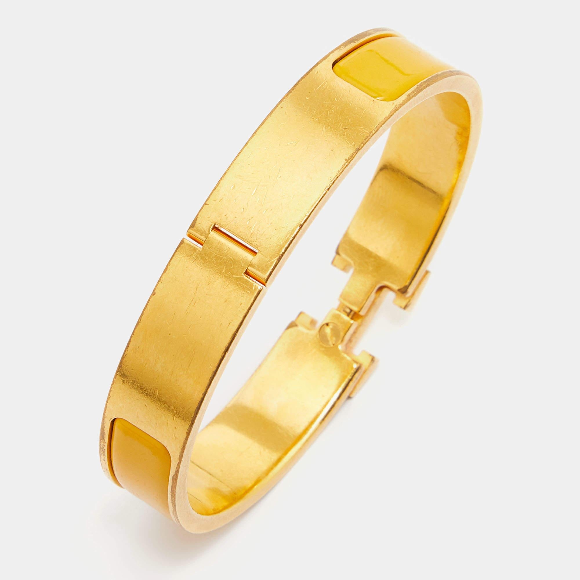 Hermes Clic Clac H Enamel Gold Plated Bracelet 1