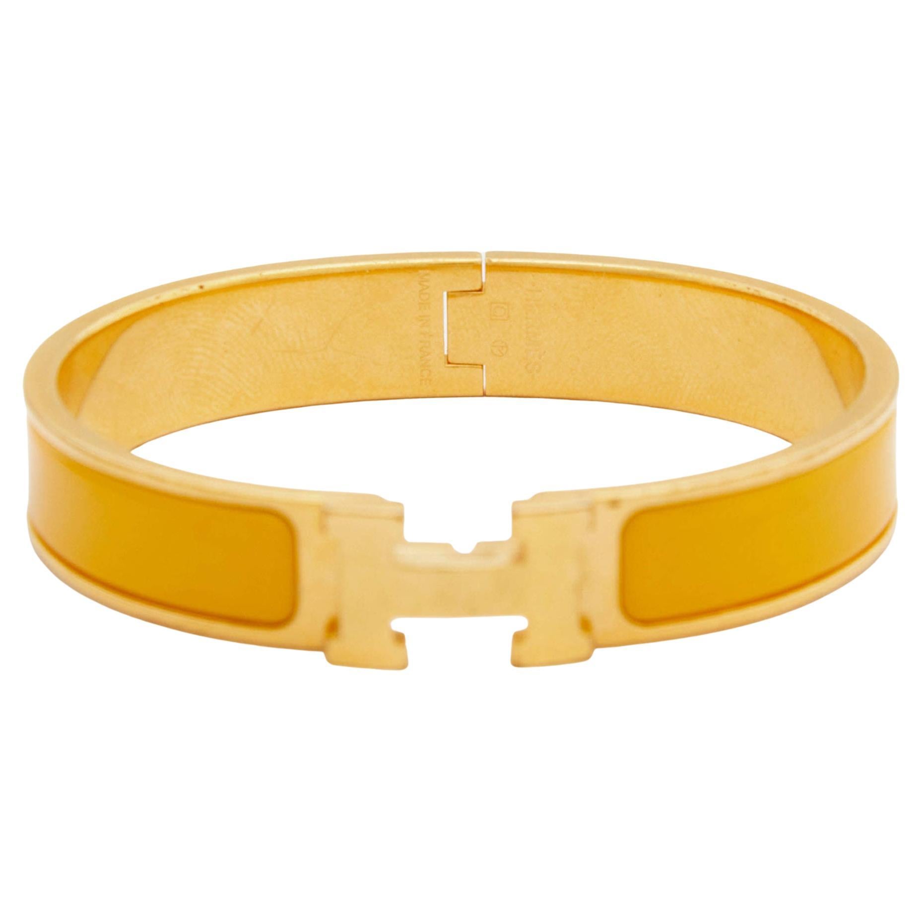 Hermes Clic Clac H Enamel Gold Plated Bracelet