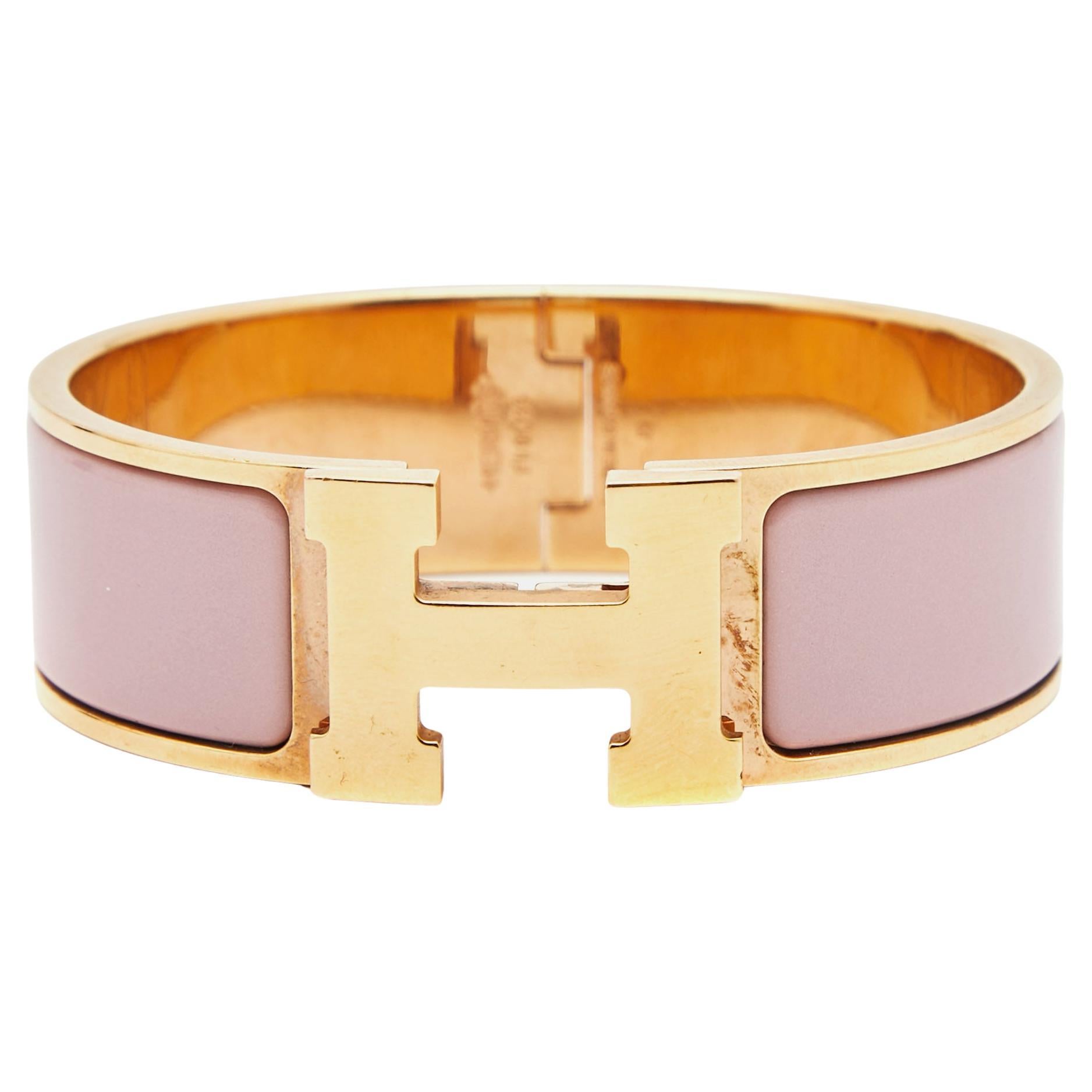 Hermes Clic Clac H Enamel Gold Plated Bracelet For Sale