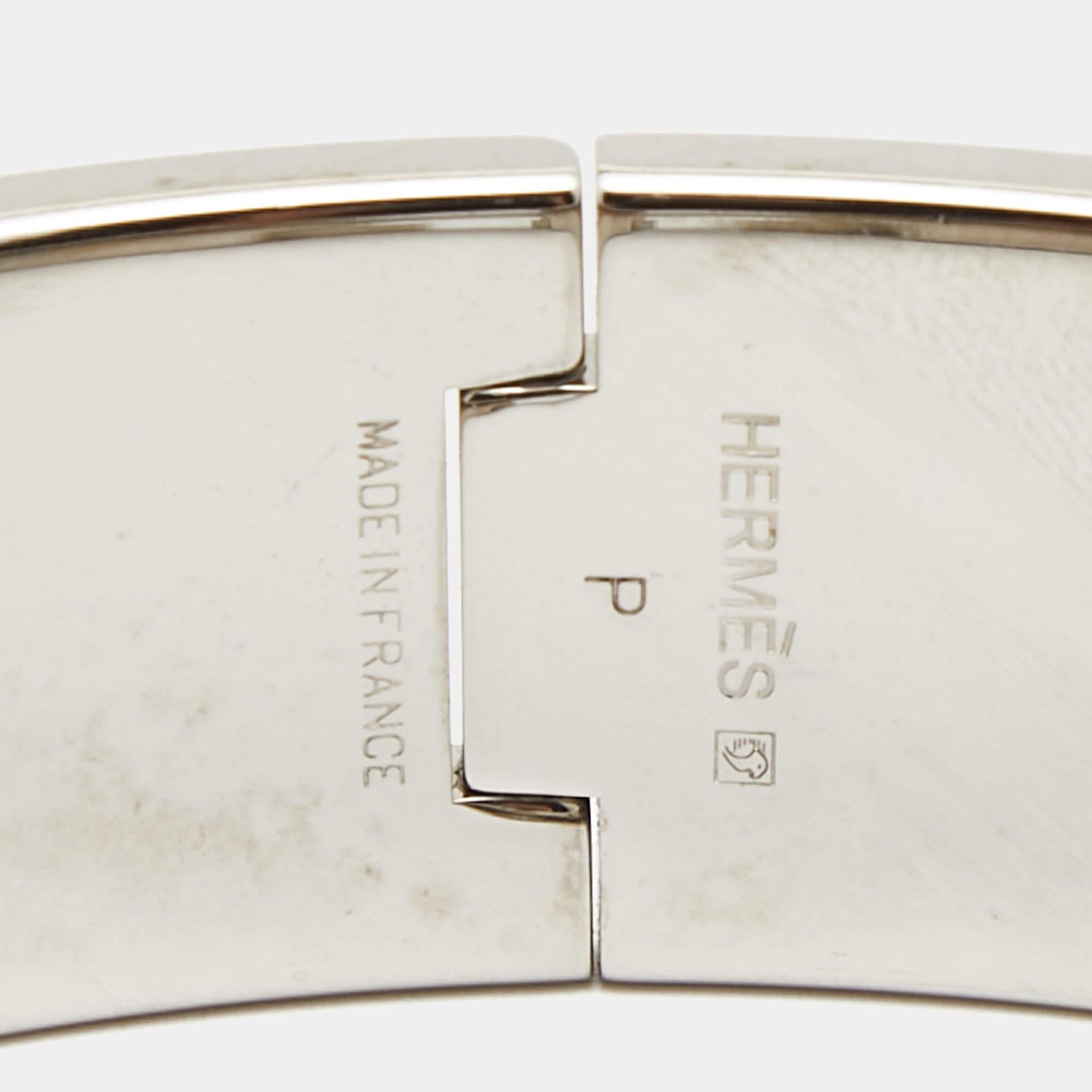 Hermes Clic Clac H Bracelet en émail plaqué palladium Pour femmes en vente