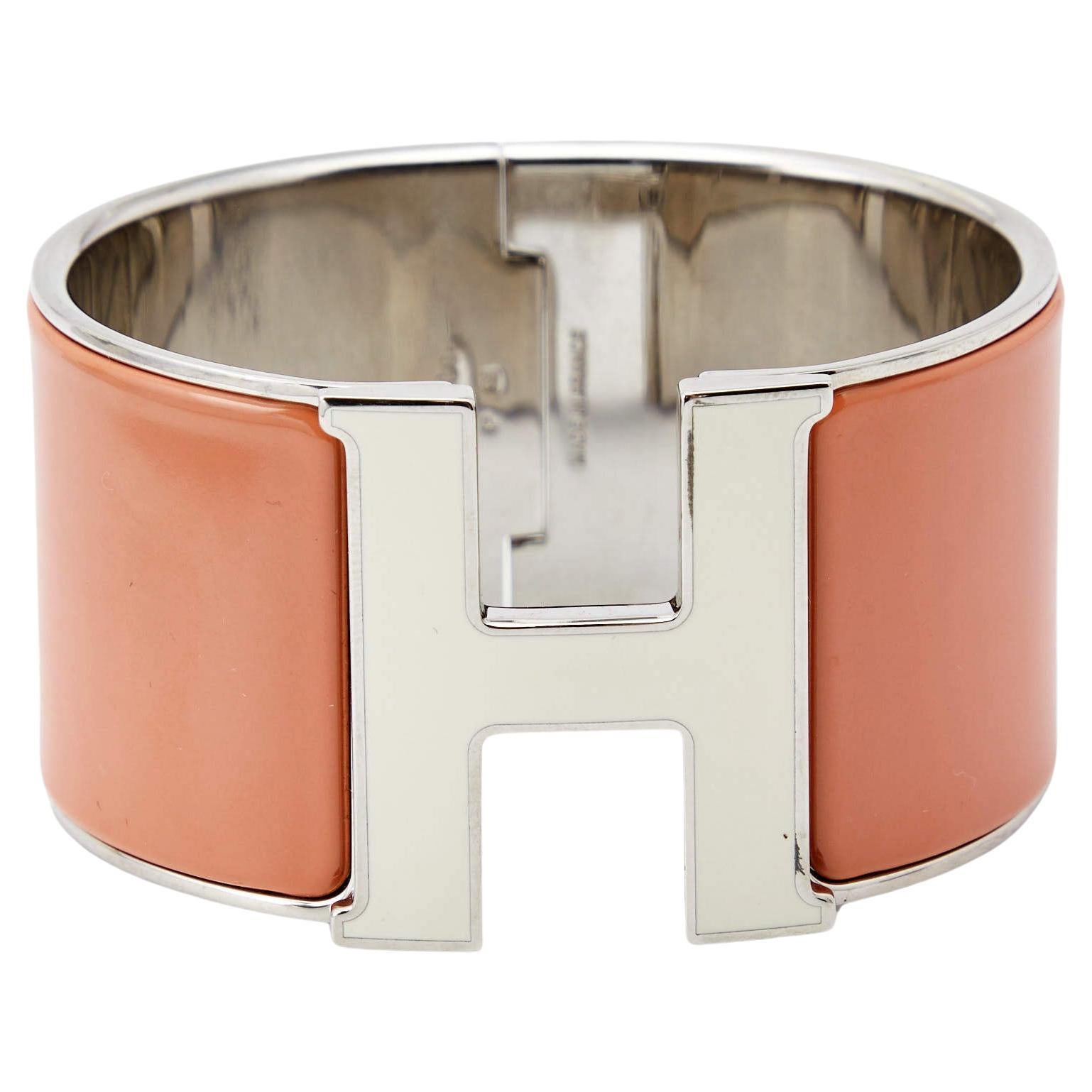 Hermes Clic Clac H Enamel Palladium Plated Extra Wide Bracelet