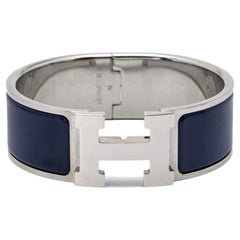 Hermès Clic Clac H Enamel Palladium Plated Wide Bracelet