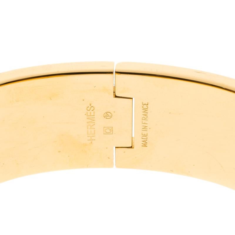 Contemporary Hermes Clic Clac H Gold Plated Orange Enamel Bracelet