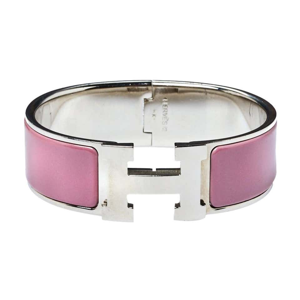 Hermes Clic Clac H Lilac Enamel Palladium Plated Bracelet at 1stDibs
