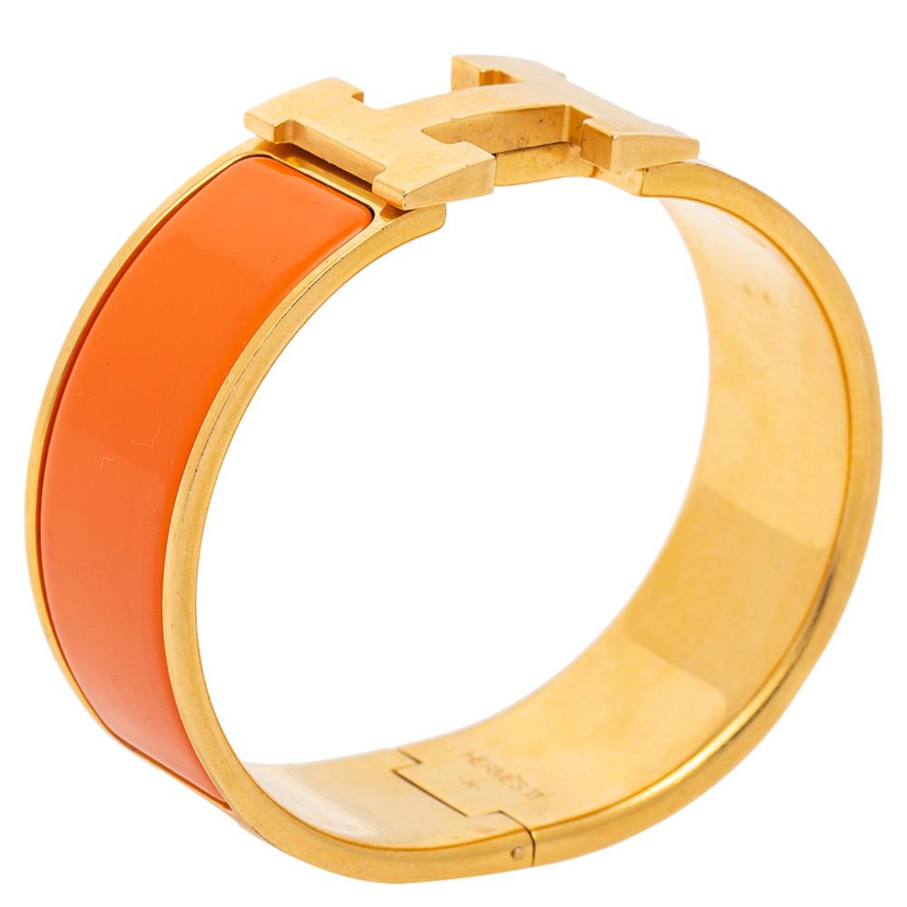 hermes orange enamel bracelet