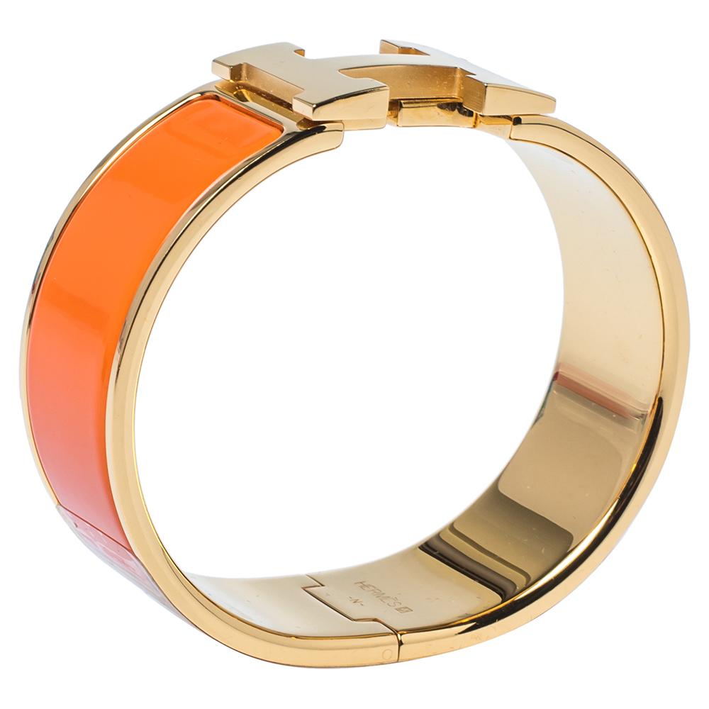 hermes orange clic clac bracelet