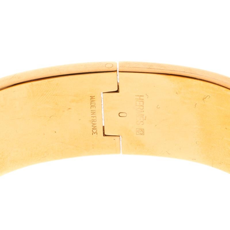 Contemporary Hermes Clic Clac H Sun Yellow Enamel Gold Plated Wide Bracelet GM