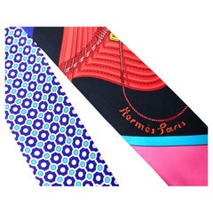 Hermes Clic Clac Modern Cannage Silk Fringe Twilly Scarf