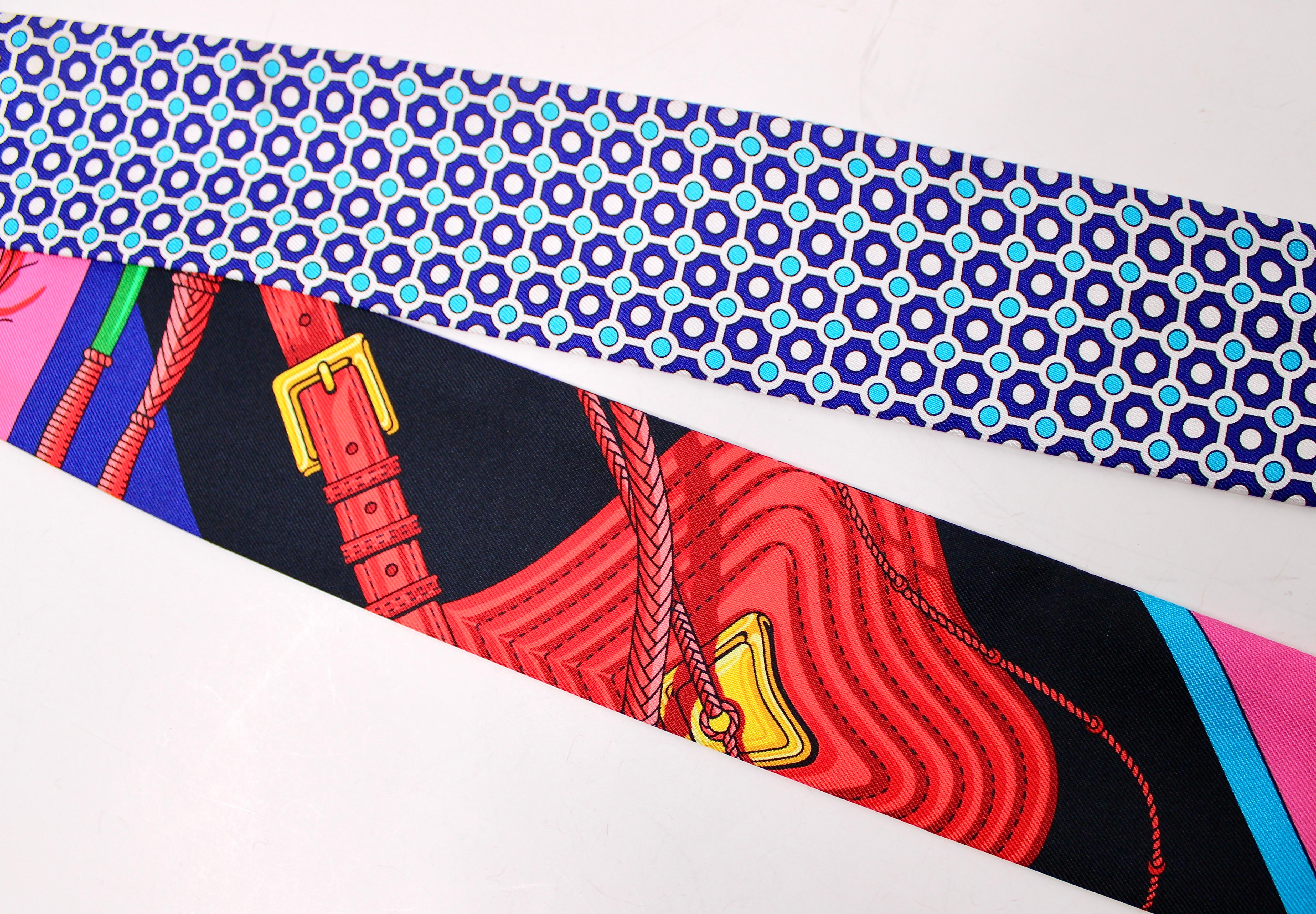 De las mujeres Hermes Clic Clac Modern Cannage Silk Fringe Twilly Scarf en venta