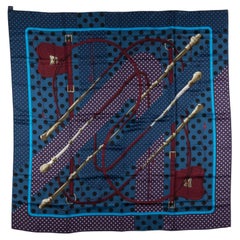 Hermès "Clic Clac" Navy Silk Shawl