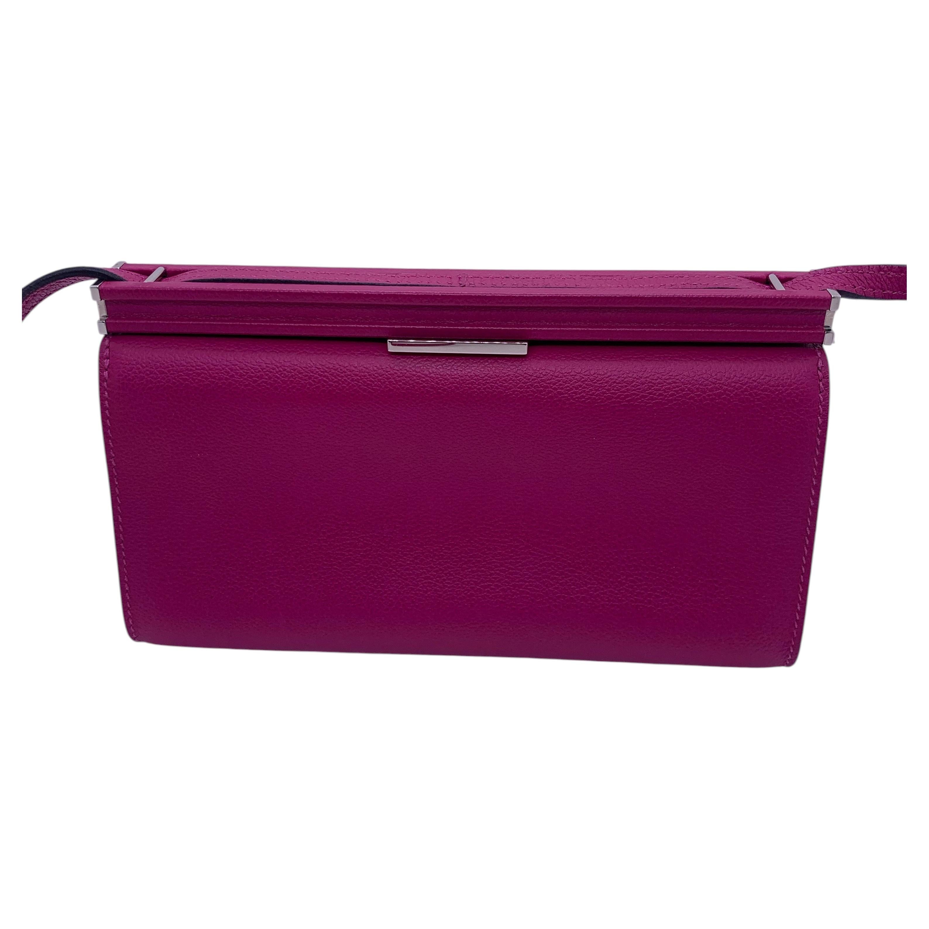 Hermes Clic-H 21 Crossbody Pochette in pelle di vitello rosa Evercolor