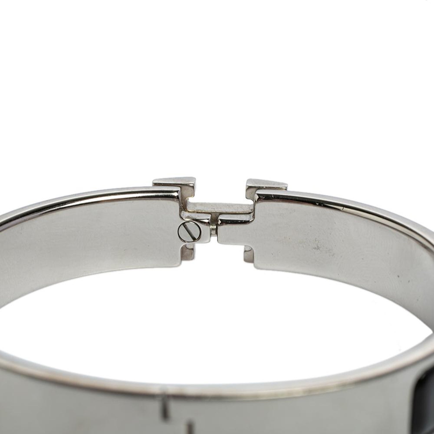 Hermès Clic H Black Enamel Palladium Plated Narrow Bracelet PM at 1stDibs