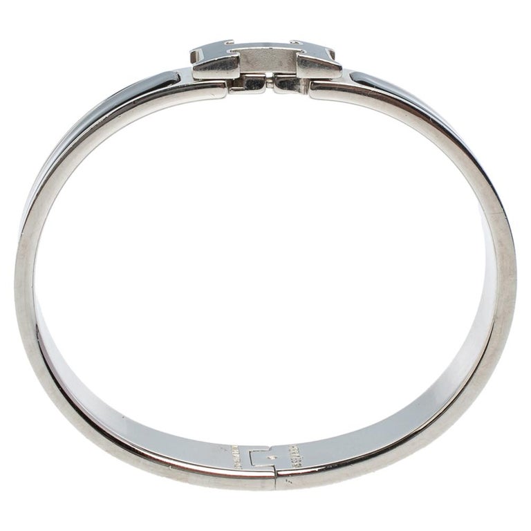 Hermès Clic H Bracelet - Palladium-Plated Bangle, Bracelets - HER540741