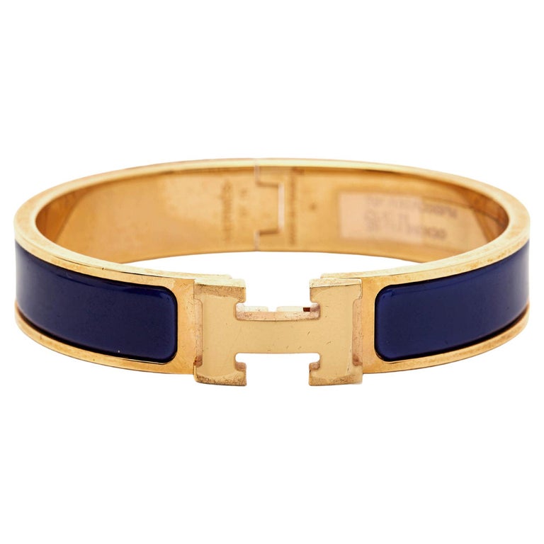 Hermes Clic H Blue Enamel Bracelet