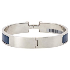 Hermes Clic H Blue Enamel Palladium Plated Bracelet